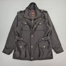 St George Duffer Mens Parka Jacket Charcoal Grey XL Wool Blend Full Zip Coat