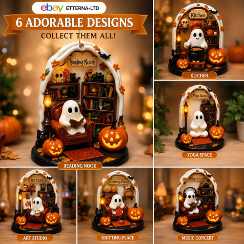 New cute reading ghost - new,