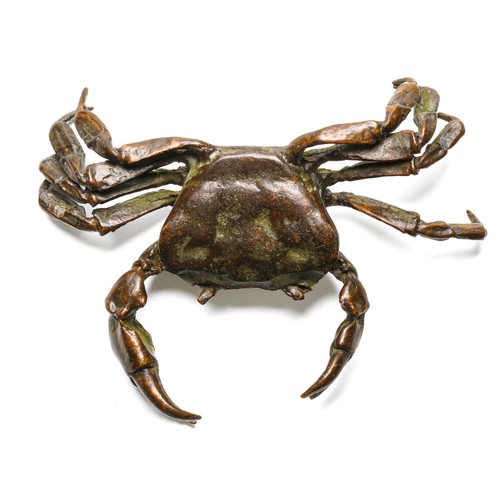 Japanese bronze crab figurine - japanese,