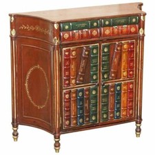 VINTAGE FAUX BOOK LIBRARY SIDEBOARD WITH TWIN DRAWERS LOVELY DECORATIVE PIECE