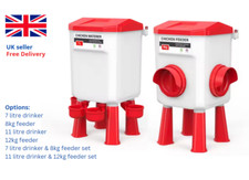 Large Chicken Poultry Bird Hen Feeder or Drinker Waterer Set 7L 11L 8kg 12kg