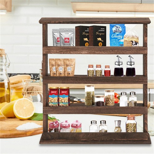 Shelf wooden spice rack jars - 5,