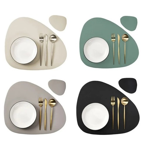 Cream leather placemat - leather,