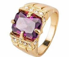 18K GOLD EP AMETHYST CZ