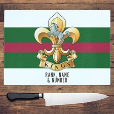 Personalised Kings Regiment Chopping Board Military Worktop Saver Gift MCH12