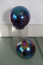 2 Vintage Iridescent Art Glass Lamp Shades - Globes