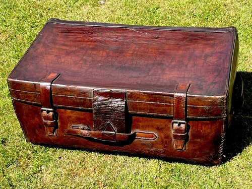 Antique leather suitcase - antique,