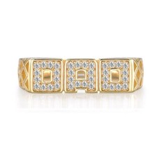 9 Carat Gold on Sterling 925 Silver Diamond Set Sapphire DAD Ring Sizes L to Y