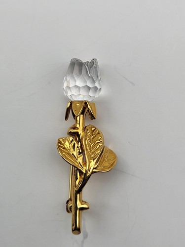 Swarovski crystal rose pin - crystal,