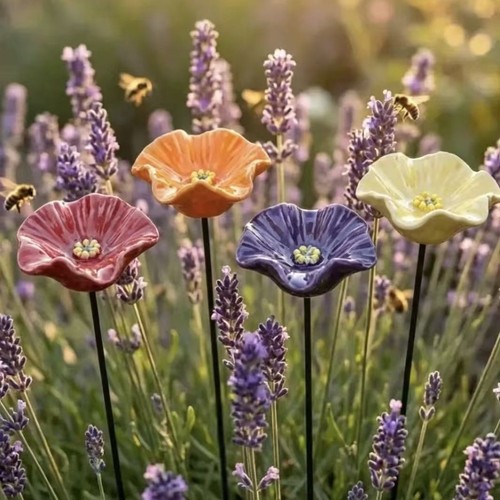 Colourful resin bee watering - bee,