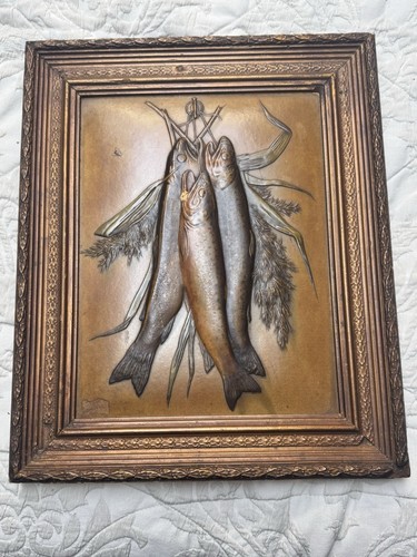 Antique hanging fish embossed - antique,