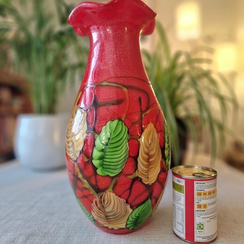 1990s french art glass vase - french,