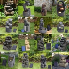 Electric/Solar Power Water Fountain Feature Garden Patio Cascading Stone Statue