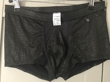 Greg Homme Faux snake Boxer Brief mens underwear trunk short black stretch soft