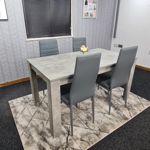 Grey dining table and chairs - grey, 4