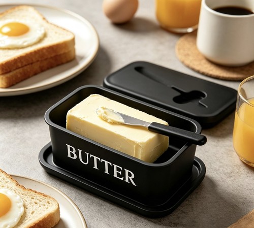 Butter dish with spreader - with,