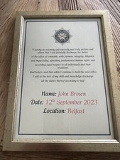 PSNI Police Service Northern Ireland Attestation. Framed Personalised Gift.