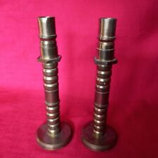 COLLECTABLE, TRENCH ART STYLE PAIR OF BRASS CANDLESTICKS