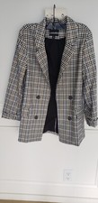 Lovetree Blazer Size S Black Check Stretch Jacket Double Breasted Look NWOT