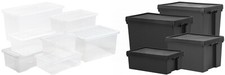 Plastic Storage Box with Lid Clear Black Heavy Duty Stackable Container Boxes