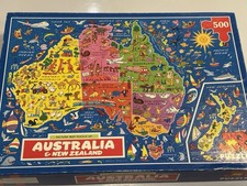 Picture Map Puzzle Of Australia & New Zealand 500 Piece JR Puzzles COMPLETE