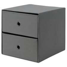New IKEA FLARRA Mini Chest 2 Drawers Storage Unit Dark Grey Fabric Box 33x38cm