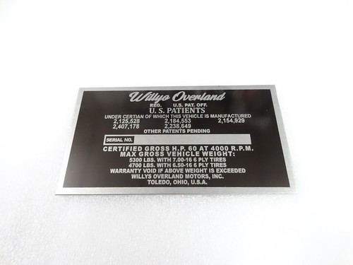 Data plate for - data,