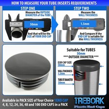 Round Chrome Plated Plastic End Caps Blanking Plugs Tube Pipe Inserts Bungs