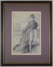 Lady playing reed organ - lady,