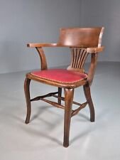 Vintage Elbow Chair Red Leatherette Oak Frame 1950s EB7871a VDIN