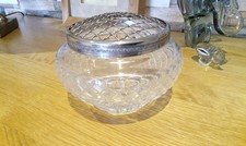 Edinburgh Crystal Flower Arranger – Cut Glass Rose Bowl/Vase with Silver lid