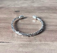 Gothic Vintage Style Roses & Vines Torque Cuff Bangle Bracelet Sterling Silver