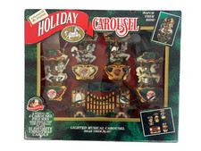 Vintage Mr. Christmas Holiday Carousel Organ + 4 Horses Songs /Lights Working