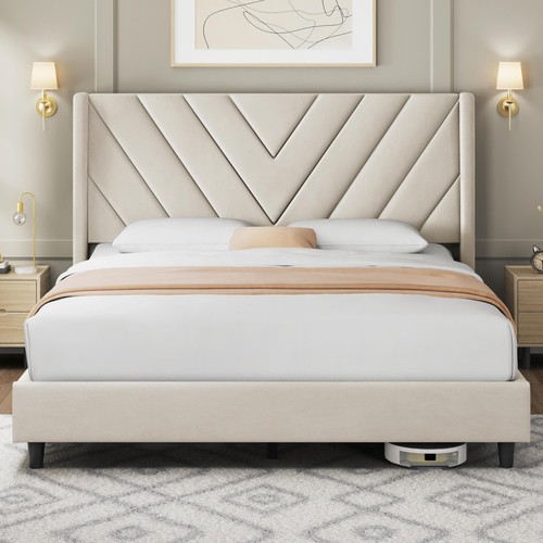 Base cama queen - beige, con