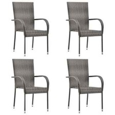2 OR 4 pcs Stackable Outdoor Chairs Rattan Bistro Garden Chairs Patio Sofa Seat