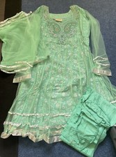 Ladies Rupali Sea Green Indian Churidar Suit Size Medium M