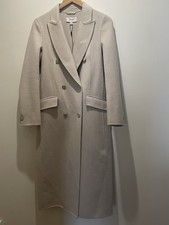 Reiss Women's Maeve Wool Blend Double Breasted Coat In Neutral Size 4 Rrp New
