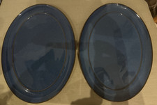 Pair Denby Boston Blue 37cm Oval Carving Serving Platter /Plate - VGC