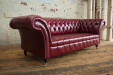 HANDMADE 3 SEATER BURGUNDY RED