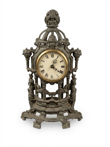 Vintage ornate metal mantel - ornate,