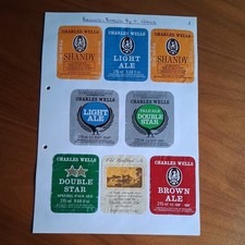 Beer Bottle labels  24 C. Wells and 9 Westons Brewery, used