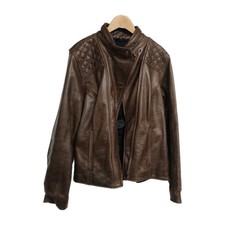 Triumph Barbour International Ladies Brown Leather Motorcycle Jacket. Size XXXL