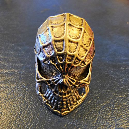 Spider web skull ring - spider, gothic