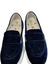 Boden Navy Velvet Boat Shoes Slip On Comfort - Size 39