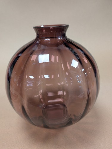 Burgundy glass round vase - burgundy,