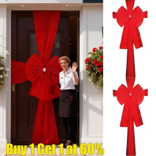 Christmas door red bow - door,