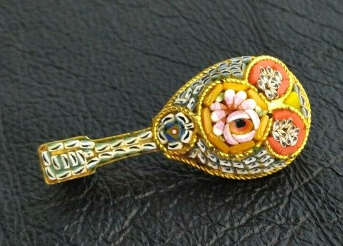 Vintage flower mosaic mandolin - vintage,