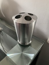 BRUSHED STAINLESS STEEL 4 STANDARD TOOTHBRUSH HOLDER TIDY FREE STANDING