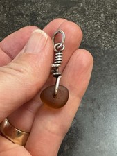 Artisan Made Unique Amber Beach Glass Silver Pendant Maker StoNz