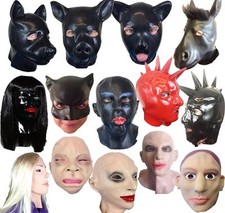 Rubber Fetish Mask Hoods Female Doll Pig Dog Horse Animal Latex Hood Masks Gimp